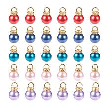 PandaHall Elite 50pcs 5 Color Imitation Pearl Charms Pendants Faux Pearl Beads Charms with Rhinestone for Dangle Earrings Necklace Jewelry Making