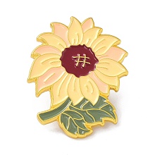 Honeyhandy Sunflower Enamel Pin, Lovely Alloy Enamel Brooch for Backpacks Clothes, Golden, Champagne Yellow, 31x24x9mm