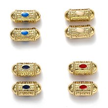 Honeyhandy Brass Enamel Beads, Long-Lasting Plated, Real 18K Gold Plated, Oval & Word, Mixed Color, 19x9x9mm, Hole: 2mm