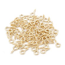 Honeyhandy Brass Screw Eye Pin Peg Bails, For Half Drilled Beads, Long-Lasting Plated, Rack Plating, Real 14K Gold Plated, 8x4x1mm, Hole: 2mm