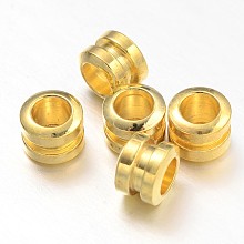 Honeyhandy Brass Spacer Beads, Grooved Column, Golden, 5x4mm, Hole: 2.5mm