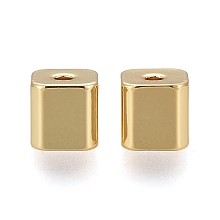 Honeyhandy Brass Spacer Beads, Long-Lasting Plated, Cube, Real 18K Gold Plated, 5x5x5mm, Hole: 1mm