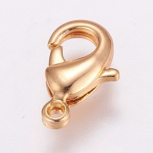 Honeyhandy Brass Lobster Claw Clasps, Long-Lasting Plated, Real 24K Gold Plated, 12x7.5x3mm, Hole: 1.5mm