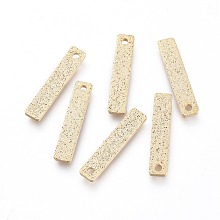 Honeyhandy Brass Charms, Long-Lasting Plated, Textured, Rectangle, Golden, 15x3x1mm, Hole: 1mm