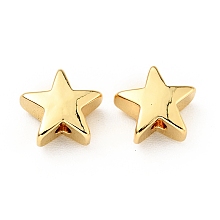 Honeyhandy Brass Beads, Cadmium Free & Lead Free, Star, Real 18K Gold Plated, 7x7.5x3.5mm, Hole: 1mm