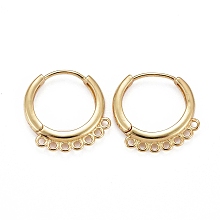 Honeyhandy Brass Huggie Hoop Earring Findings, with Horizontal Loop, Long-Lasting Plated, Real 18K Gold Plated, 17x16x2mm, Hole: 1.2mm, Pin: 0.8mm