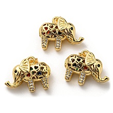 Honeyhandy Brass with Cubic Zirconia Pendants, Long-Lasting Plated, Lead Free & Cadmium Free, Elephant, Real 18K Gold Plated, 18x23.5x8.8mm, Hole: 3x4.5mm