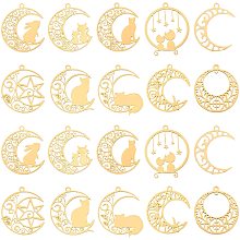 OLYCRAFT 40pcs Cat Moon Pendants Charms Jewelry Charms Bulk Gold Plated Heart Rabbit Star Charms Pendants DIY for Earrings Necklace Bracelet Jewelry Making and Crafting