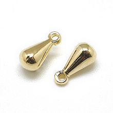 Honeyhandy Brass Charms, Chain Extender Drop, Teardrop, Real 18K Gold Plated, 8x4mm, Hole: 1mm