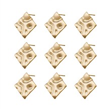 Honeyhandy Brass Stud Earring Findings, with Loop, Rhombus, Real 18K Gold Plated, 25x25mm, Hole: 2.5mm, pin: 0.8mm