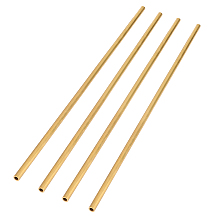 BENECREAT 4pcs Brass Round Tube, 6mm(OD) x 4mm(ID) Hollow Copper Rods for DIY Draft Decoration Models, 30cm Length