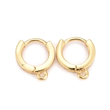 Honeyhandy Brass Huggie Hoop Earring Findings, with Horizontal Loop, Real 18K Gold Plated, 10 Gauge, 11.5x10x2.5mm, Hole: 1mm, Pin: 1mm