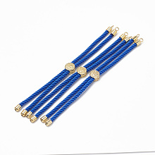 Honeyhandy Nylon Twisted Cord Bracelet Making, Slider Bracelet Making, with Brass Findings, Golden, Royal Blue, 8.7 inch~9.3 inch(22.2cm~23.8cm), 3mm, hole: 1.5mm