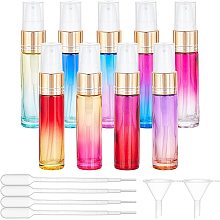 BENECREAT 9 Pack Assorted-colors Portable Spray Bottles 0.3oz/10ml Golden Aluminium Oxide Spary Head with Colorful Glass Sprayer for Perfume Bottles