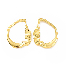 Honeyhandy Ion Plating(IP) 304 Stainless Steel Linking Rings, Ruffled Irregular Teardrop, Real 18K Gold Plated, 32x25x3mm, Inner Diameter: 17x25mm