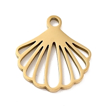 Honeyhandy 201 Stainless Steel Pendants, Shell, Golden, 13.5x12.5x1mm, Hole: 1.4mm