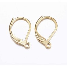 UNICRAFTALE 10pcs(5 Pairs) Leverback Earring with Loop Golden Earring Components Stainless Steel Hoop Earring for Jewelry Making 15.5x10x1.5mm, Hole 1.5mm