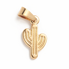 Honeyhandy 304 Stainless Steel Pendants, Cactus, Golden, 19x11x2mm, Hole: 3x7mm