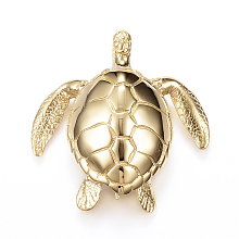 Honeyhandy 304 Stainless Steel Big Pendants, Sea Turtle, Golden, 51x47x18mm, Hole: 6x10mm