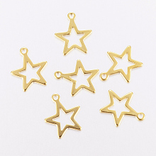 Honeyhandy 201 Stainless Steel Charms, Star, Golden, 14.5x12.5x0.8mm, Hole: 1.2mm