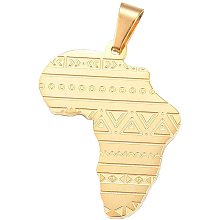 UNICRAFTALE 6PCS Golden Africa Map 304 Stainless Steel Pendants Large Hole Charms for Jewelry Findings Bracelet Necklace Making 38x30x2mm, Hole 5x10mm