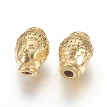 Honeyhandy 316 Surgical Stainless Steel Beads, Buddha Head, Golden, 10x13x9mm, Hole: 2mm