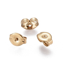 Honeyhandy Ion Plating(IP) 304 Stainless Steel Ear Nuts, Earring Backs, Golden, 6x4.5x3mm, Hole: 0.8mm