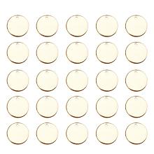 ARRICRAFT 100 Pcs 304 Stainless Steel Flat Round Blank Stamping Tag Pendants Charms Diameter 15mm Jewelry Making Golden