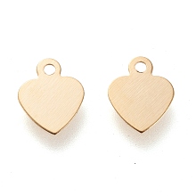 Honeyhandy 304 Stainless Steel Charms, Laser Cut, Stamping Blank Tag, Heart, Golden, 7.5x6.5x0.2mm, Hole: 1mm