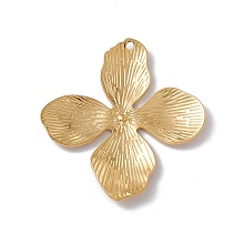 Honeyhandy Ion Plating(IP) 304 Stainless Steel Pendants, Flower Charms, Real 18K Gold Plated, 45x42x3mm, Hole: 1.8mm