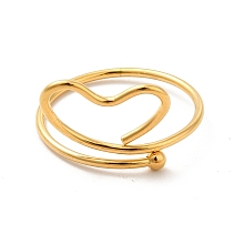 Honeyhandy 201 Stainless Steel Wrapped Fing Rings for Women, Hollow Heart, Golden, 1.2~3.5mm, Inner Diameter: US Size 8(18.1mm), Heart: 12.5x15.5mm