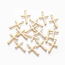 Honeyhandy 201 Stainless Steel Pendants, Cross, Golden, 15.5x9.5x0.8mm, Hole: 1.2mm