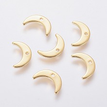 Honeyhandy 304 Stainless Steel Charms, Moon, Golden, 7x11x1mm, Hole: 1mm