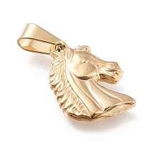 Honeyhandy 201 Stainless Steel Pendants, Horse Head, Golden, 21x15x3mm, Hole: 8x3mm