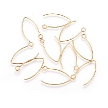 Vacuum Plating 304 Stainless Steel Earring Hooks, Golden, 25.5x15x0.8mm, Hole: 2mm; Pin: 0.8mm