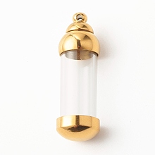 Honeyhandy 304 Stainless Steel Glass Bottle Pendants, Openable Ash Keepsake Memorial Pendants, Twist off Vial Tube Pendants, Column, Golden, 42x13.5mm, Hole: 1.6mm