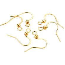 NBEADS 200 Pcs 304 Stainless Steel Earring Hooks, 16mmx19.5mmx3mm Golden Color Metal Ear Wires Earring Findings for Earring Jewelry Making