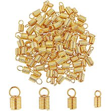 UNICRAFTALE About 120pcs 4 Sizes Golden Coil Cord Ends Stainless Steel Column Ends Caps Leather Cord Ends Bead End Caps for Leather Cord Bracelets Jewelry Making