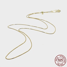 Honeyhandy 925 Sterling Silver Box Chain Necklaces, with Spring Ring Clasps, with 925 Stamp, Golden, 18 inch(45cm), Hole: 2mm, Pin: 0.6mm