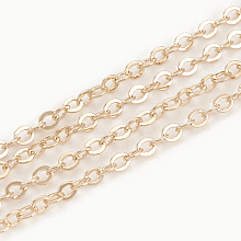 Honeyhandy Brass Cable Chains, Soldered, Flat Oval, Real 18K Gold Plated, 2.5x2x0.2mm