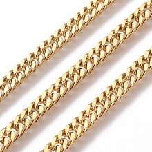 Honeyhandy 304 Stainless Steel Cuban Link Chains, Chunky Curb Chains, Unwelded, Golden, 4.5x1.8mm, Link: 7x4.5x0.8mm