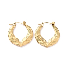 Honeyhandy Ion Plating(IP) 304 Stainless Steel Double Leaf Wrap Hoop Earrings for Women, Golden, 23.5x22x2mm, Pin: 0.8mm