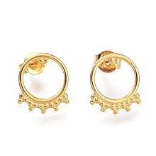 Honeyhandy 304 Stainless Steel Stud Earrings, with Ear Nuts, Ring, Golden, 12x10x0.8mm, Pin: 0.7mm