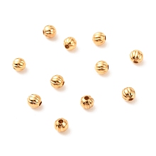 Honeyhandy Brass Beads, Long-Lasting Plated, Pumpkin, Real 18K Gold Plated, 3mm, Hole: 0.9mm