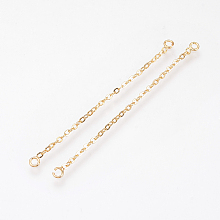 Honeyhandy Brass Chain Links connectors, Real 18K Gold Plated, 46x3x1mm, Hole: 1.5mm