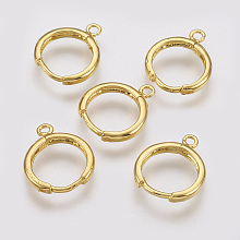 Honeyhandy Brass Huggie Hoop Earring Findings, with Horizontal Loop, Nickel Free, Real 18K Gold Plated, 12 Gauge, 17x13.5x2mm, Hole: 1.5mm, Pin: 1mm