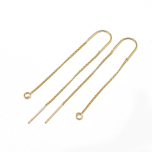 Honeyhandy Brass Stud Earring Findings, with Loop, Ear Threads, Real 18K Gold Plated, 100~109mm, Hole: 2mm, Pin: 0.8mm