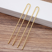 Honeyhandy Iron Hair Forks Findings, Hair Accessories, Straight Stick U-Shape, Golden, 110x11mm