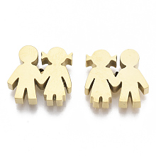 Honeyhandy Valentine's Day 304 Stainless Steel Beads, Boy & Girl, Golden, 12x13x3mm, Hole: 2mm