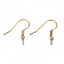 Honeyhandy 304 Stainless Steel Earring Hooks, Ear Wire, with Vertical Loop, Real 18K Gold Plated, 19~21x18mm, Hole: 2.5mm, Pin: 0.7mm